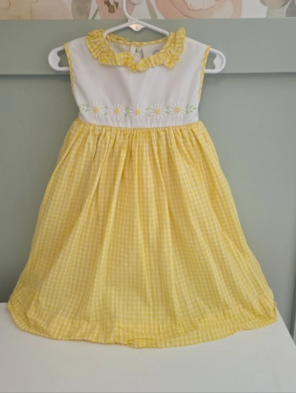 The Proper Peony 4t Yellow Gingham Daisy Smocked Kids Dress